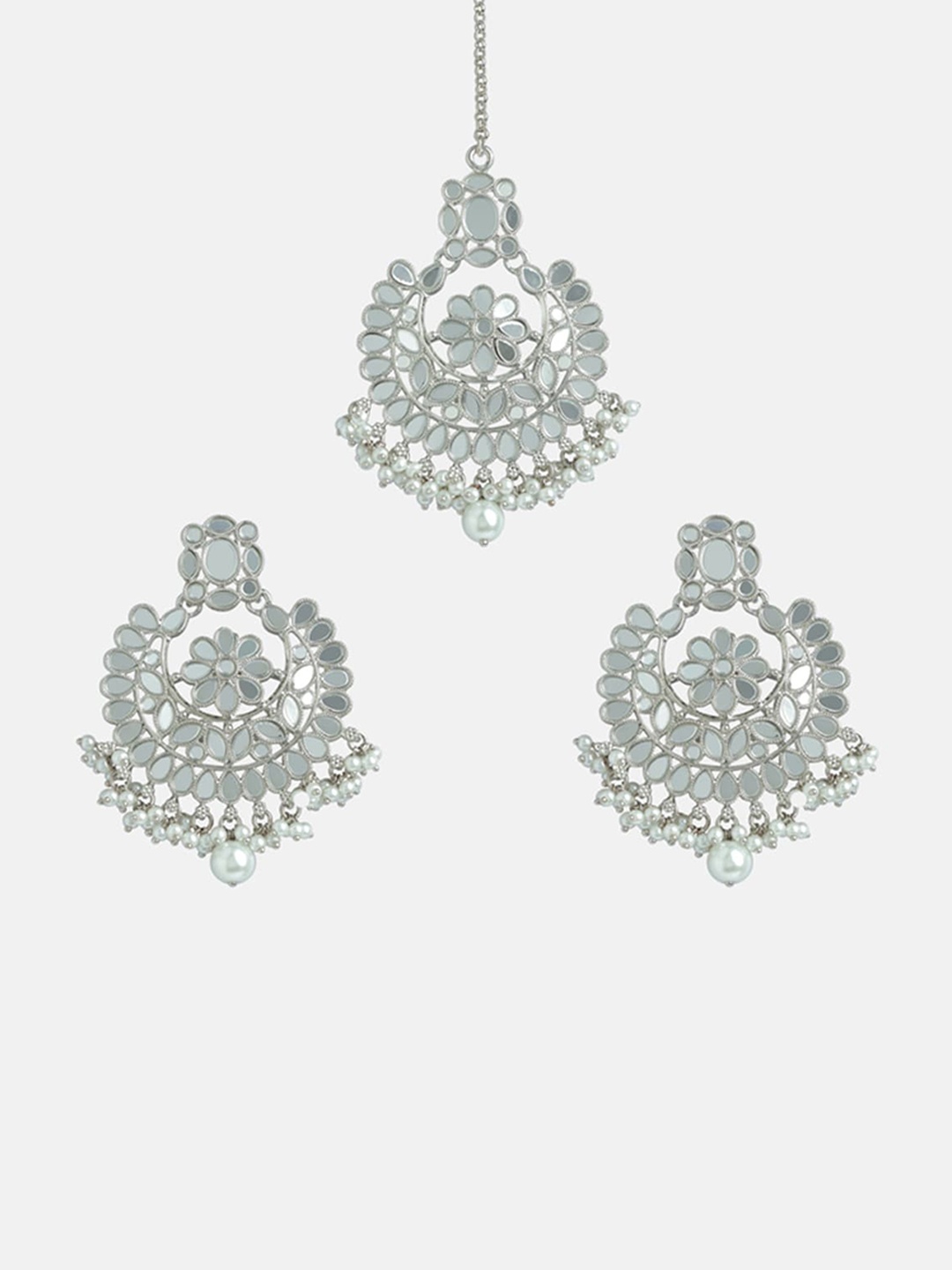 

Tipsyfly Artificial Stones and Beads Jewellery Set, Silver