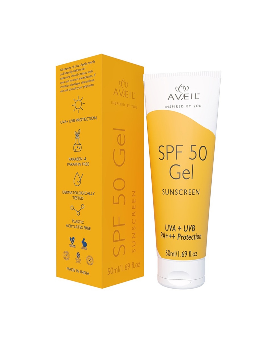 

AVEIL U SPF 50 Gel Sunscreen - 50ml, Yellow