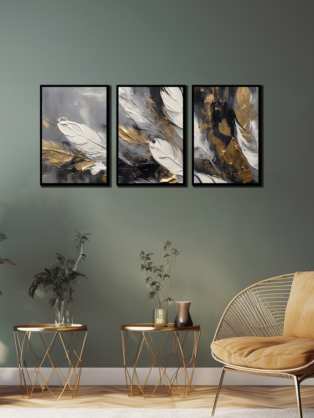 

WENS Black & Grey 3-Pieces Abstract Printed Framed Wall Art