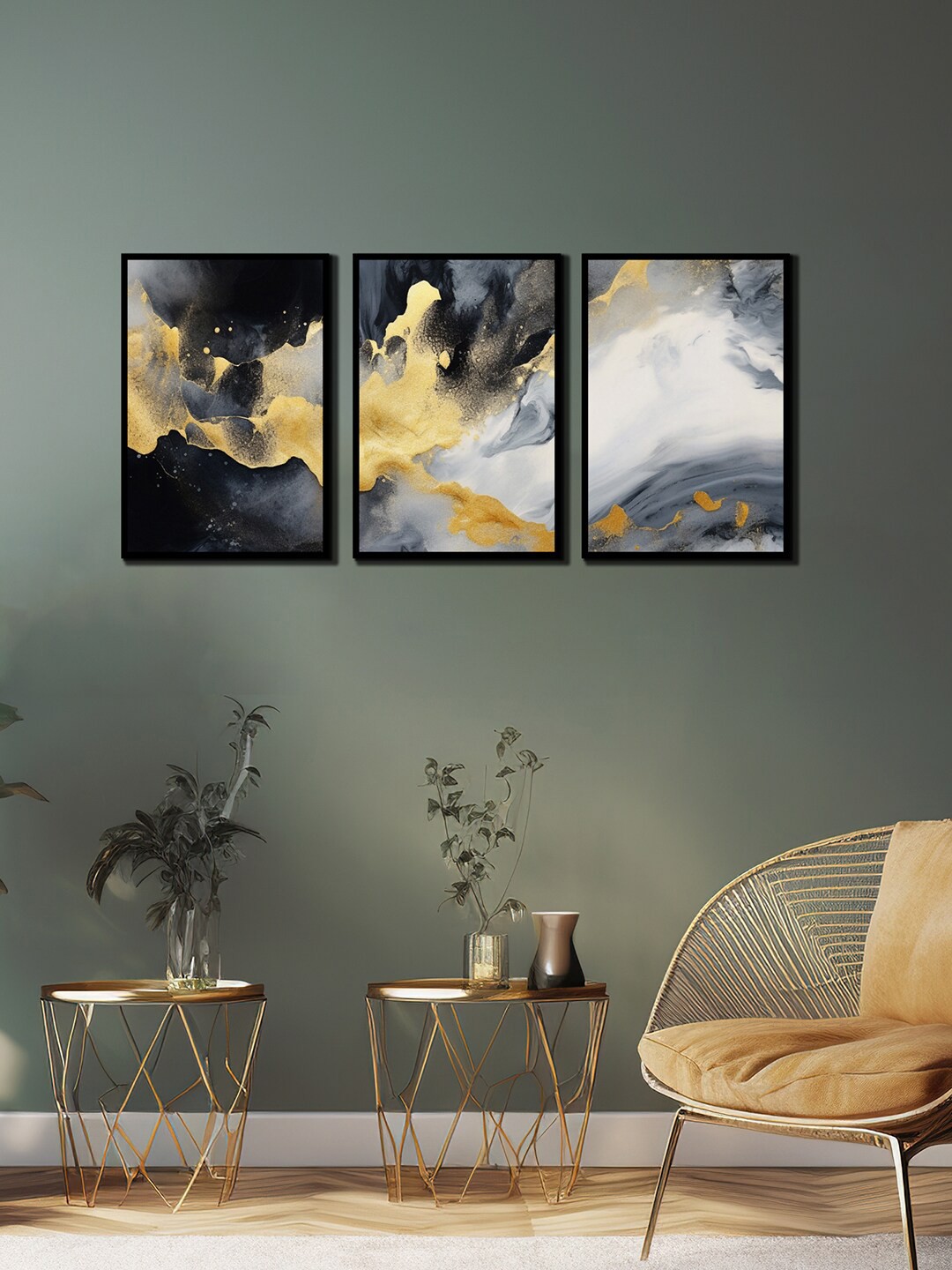 

WENS Black & Grey 3-Pieces Printed Framed Wall Art
