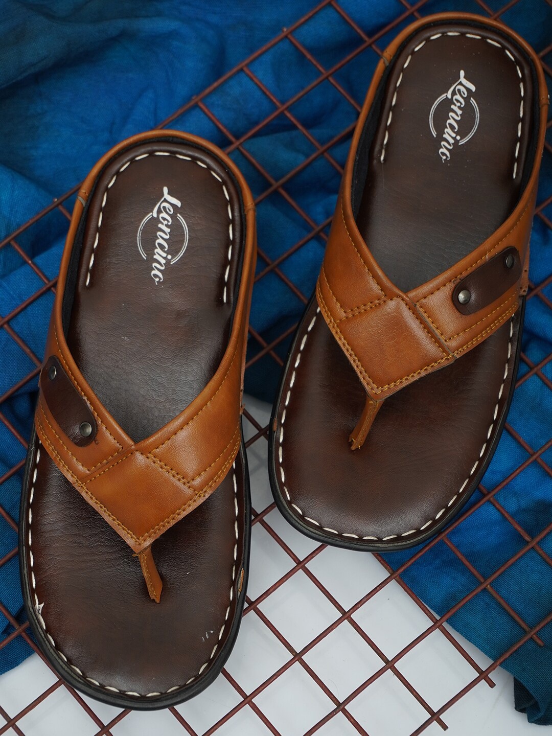 

LEONCINO Ethnic Slip-On Comfort Sandals, Tan