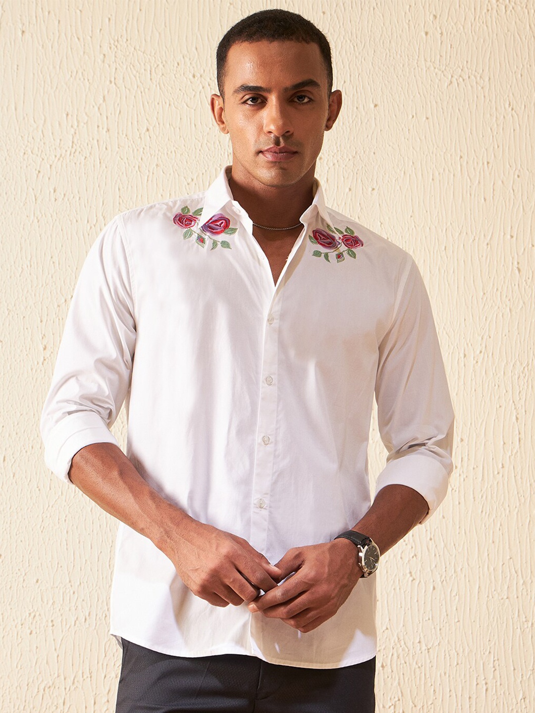 

DENNISON Smart Slim Fit Cotton Casual Shirt, White