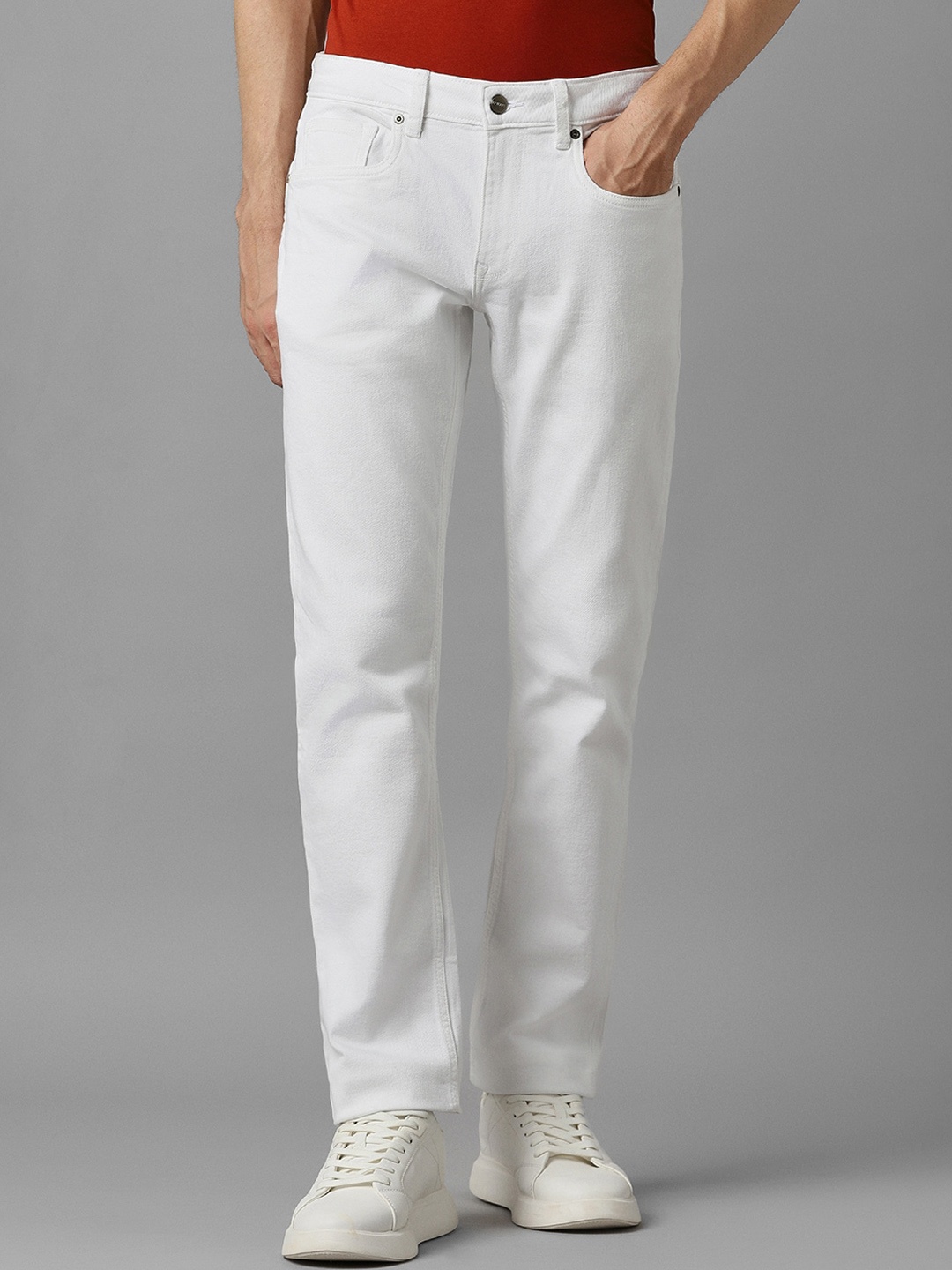 

Louis Philippe Jeans Men Clean Look Mid-Rise Slim Fit Jeans, White