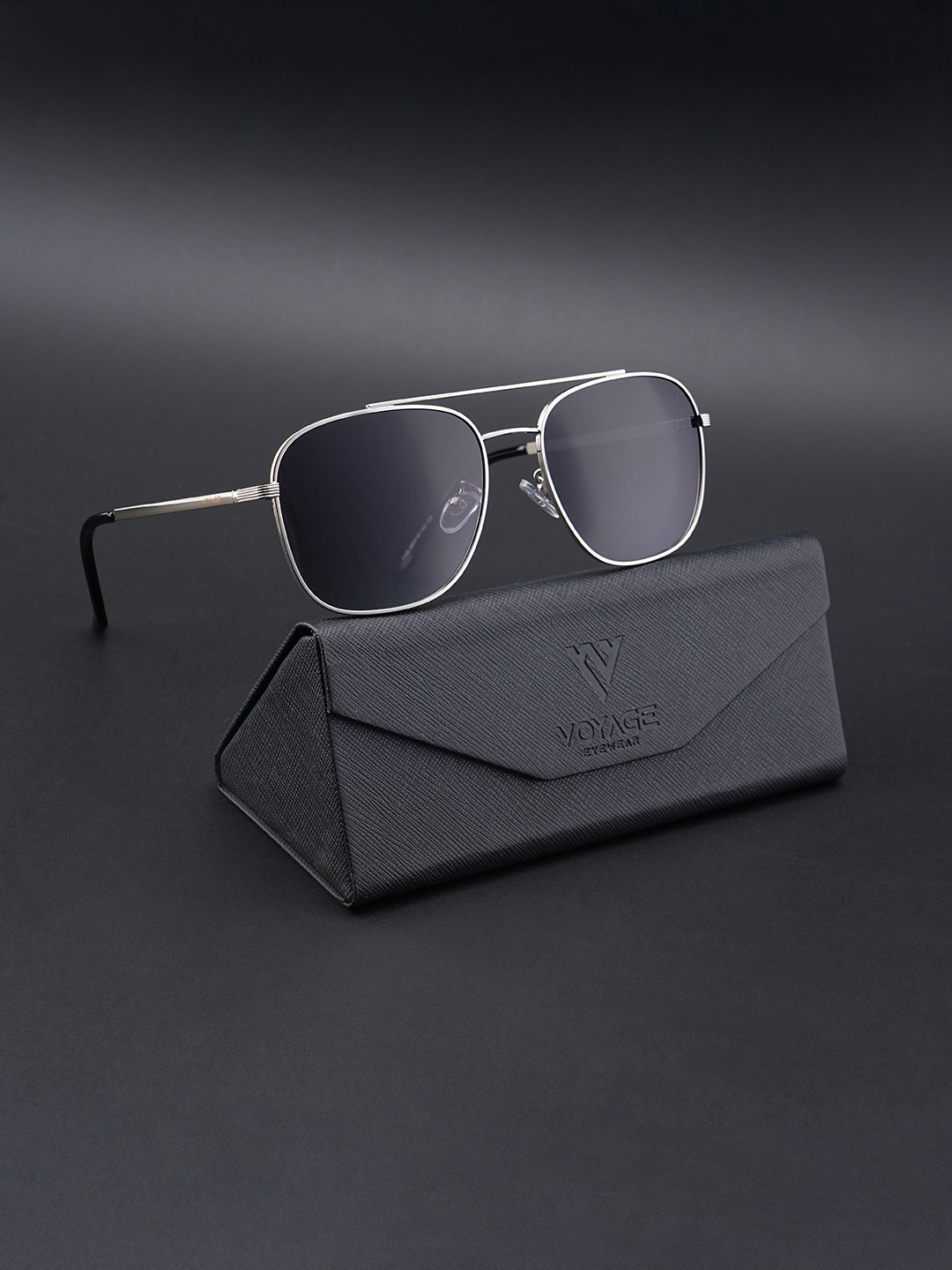 

Voyage Unisex Grey Lens & Silver-Toned Wayfarer Sunglasses with Polarised Lens