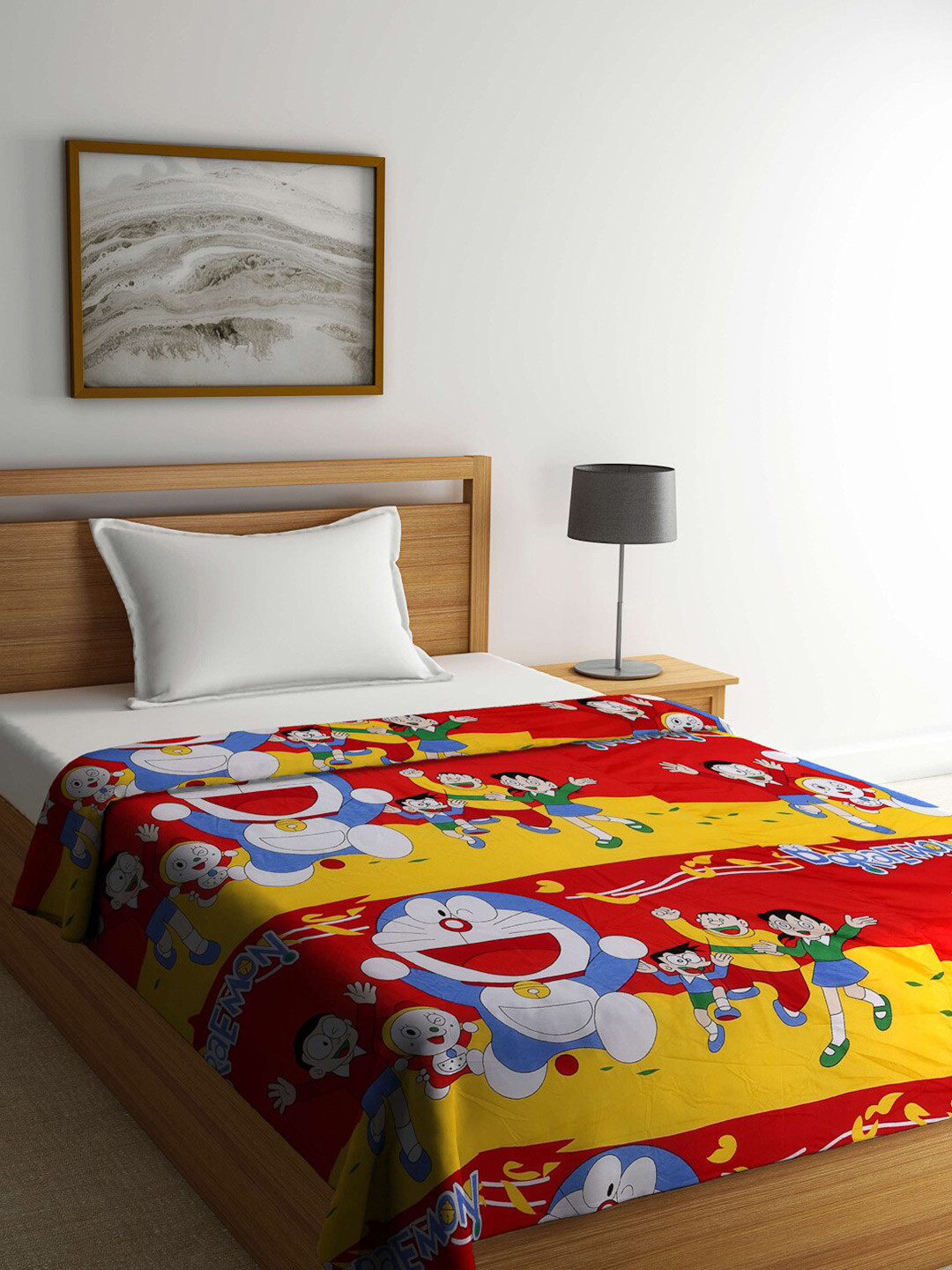 

FABINALIV Multicolor Cartoon Print Reversible AC Room 300 GSM Single Bed Dohar, Yellow