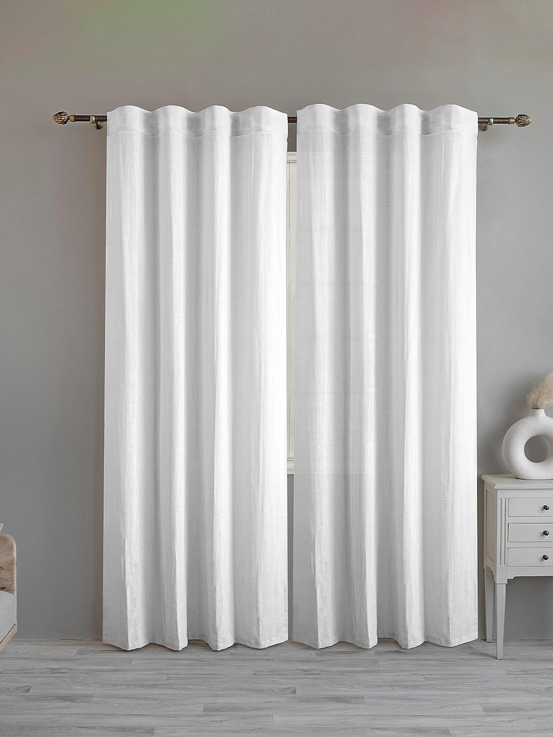 

LINENWALAS Happy Sleeping White Sheer Window Curtain