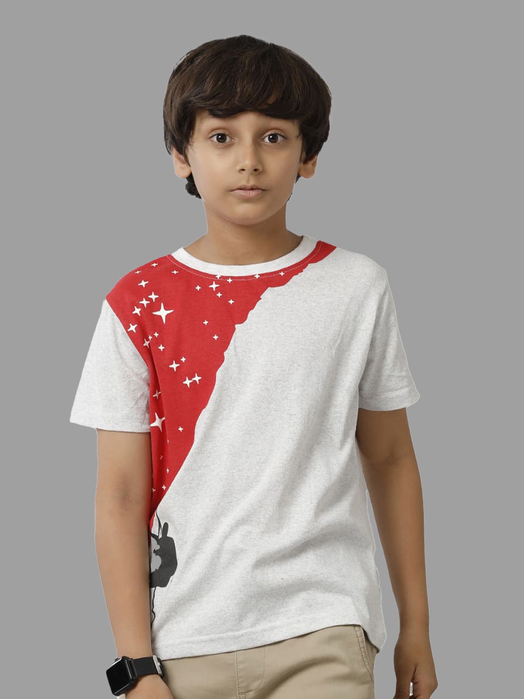 

UNDER FOURTEEN ONLY Boys Conversational Printed Cotton T-shirt, Red