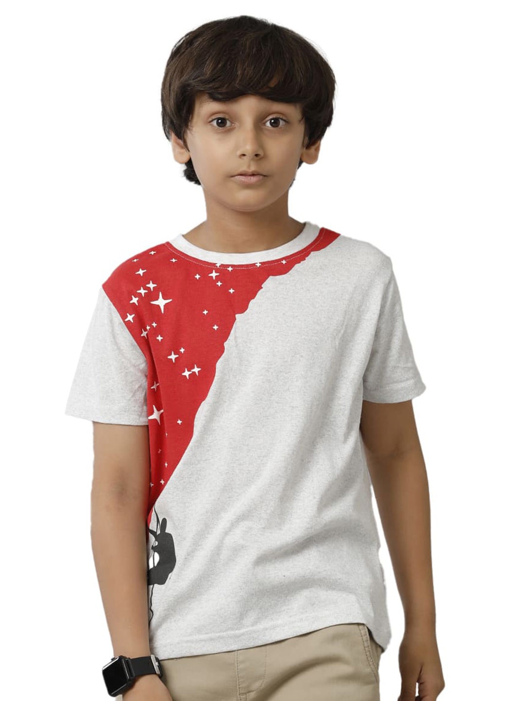 

UNDER FOURTEEN ONLY Boys Conversational Printed Cotton T-shirt, Red