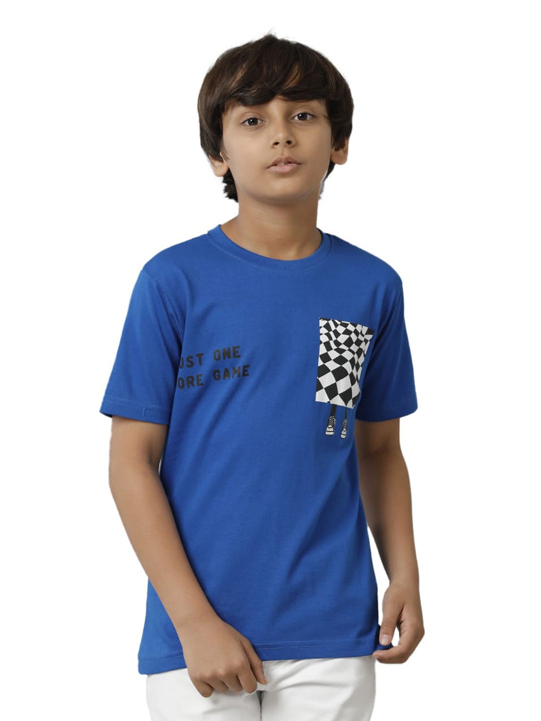 

UNDER FOURTEEN ONLY Boys Graphic Printed Cotton T-shirt, Blue