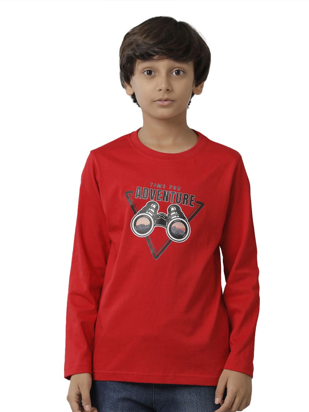 

UNDER FOURTEEN ONLY Boys Graphic Printed Cotton T-shirt, Red