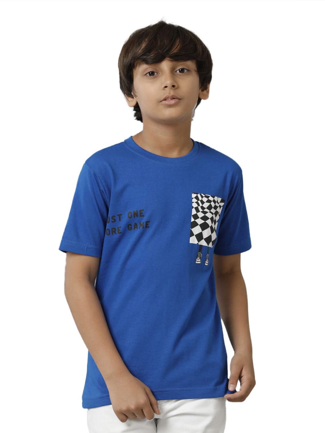 

UNDER FOURTEEN ONLY Boys Graphic Printed Cotton T-shirt, Blue