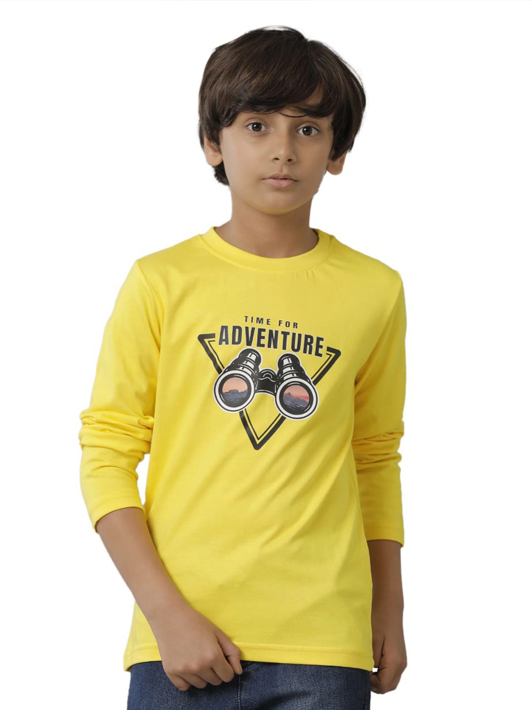 

UNDER FOURTEEN ONLY Boys Graphic Typography Printed Cotton T-shirt, Yellow