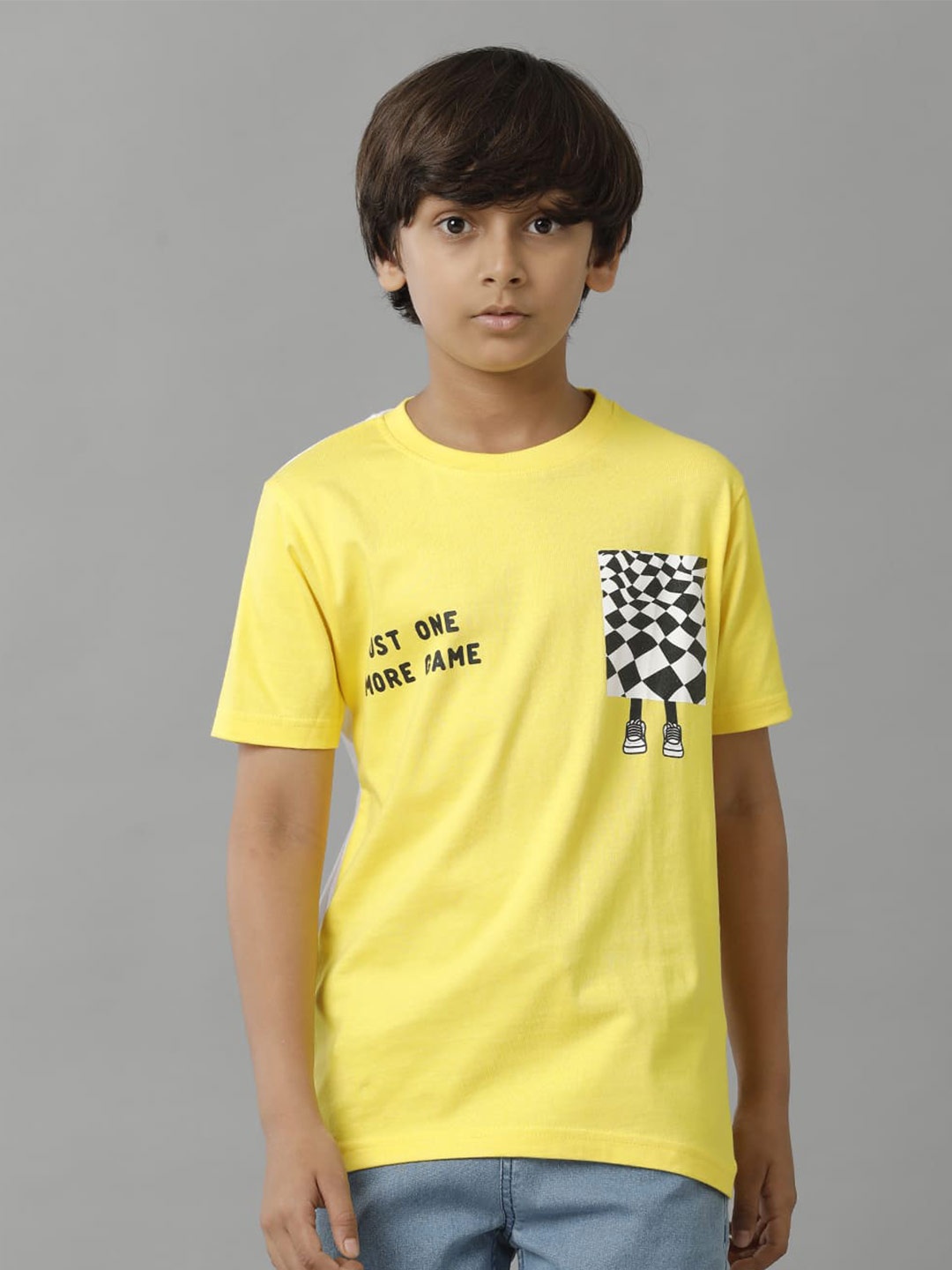 

UNDER FOURTEEN ONLY Boys Graphic Printed Cotton T-shirt, Yellow