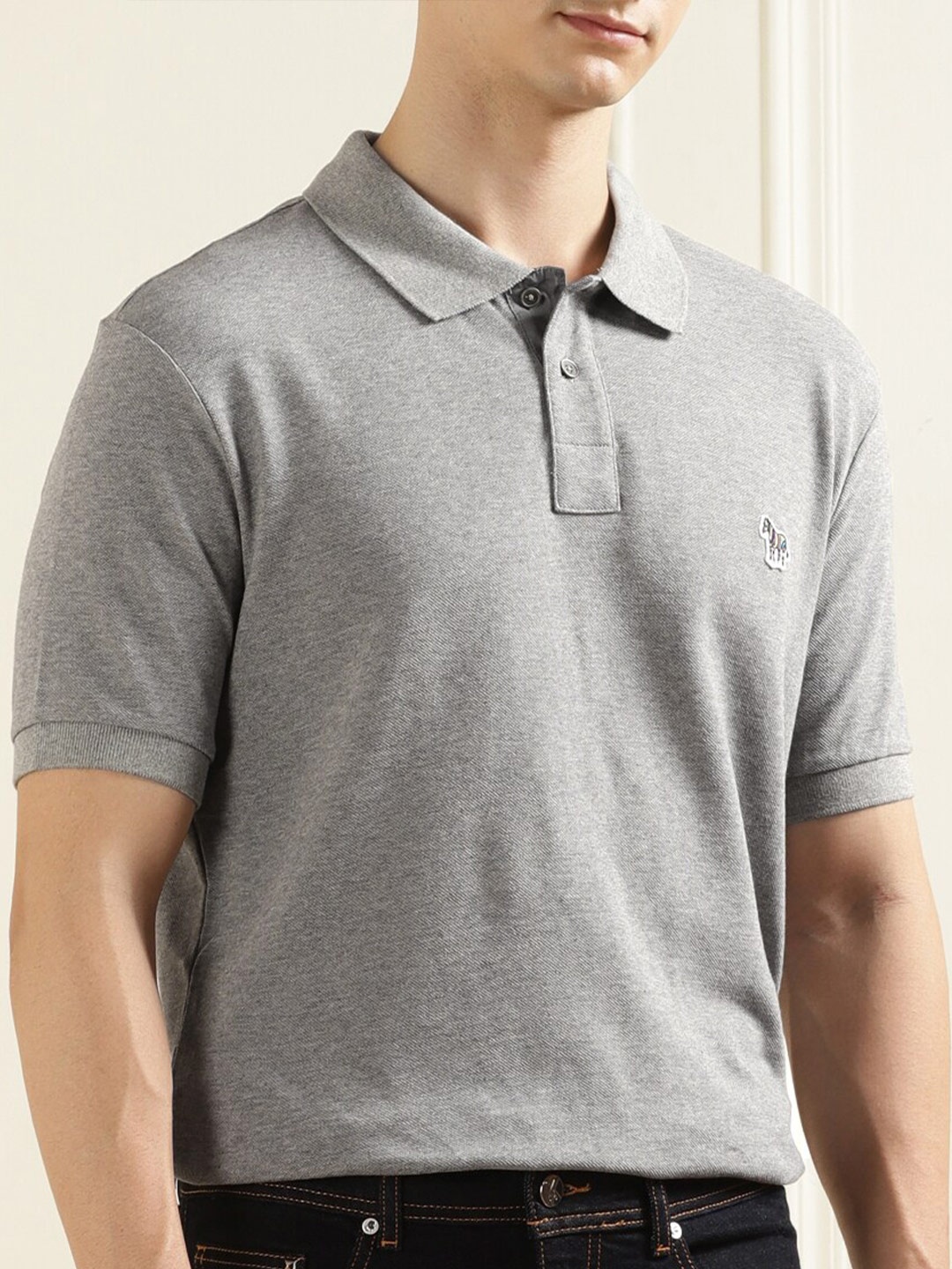 

PS By Paul Smith Polo Collar Pure Cotton T-shirt, Grey