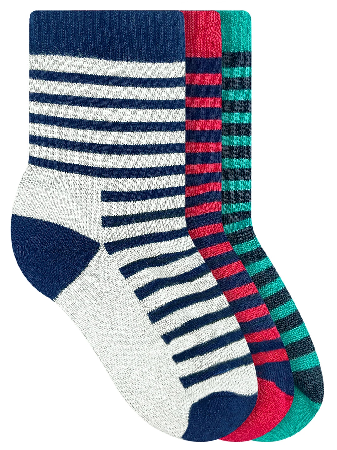 

Heelium Kids Pack of 3 Striped Calf-Length Socks, Pink