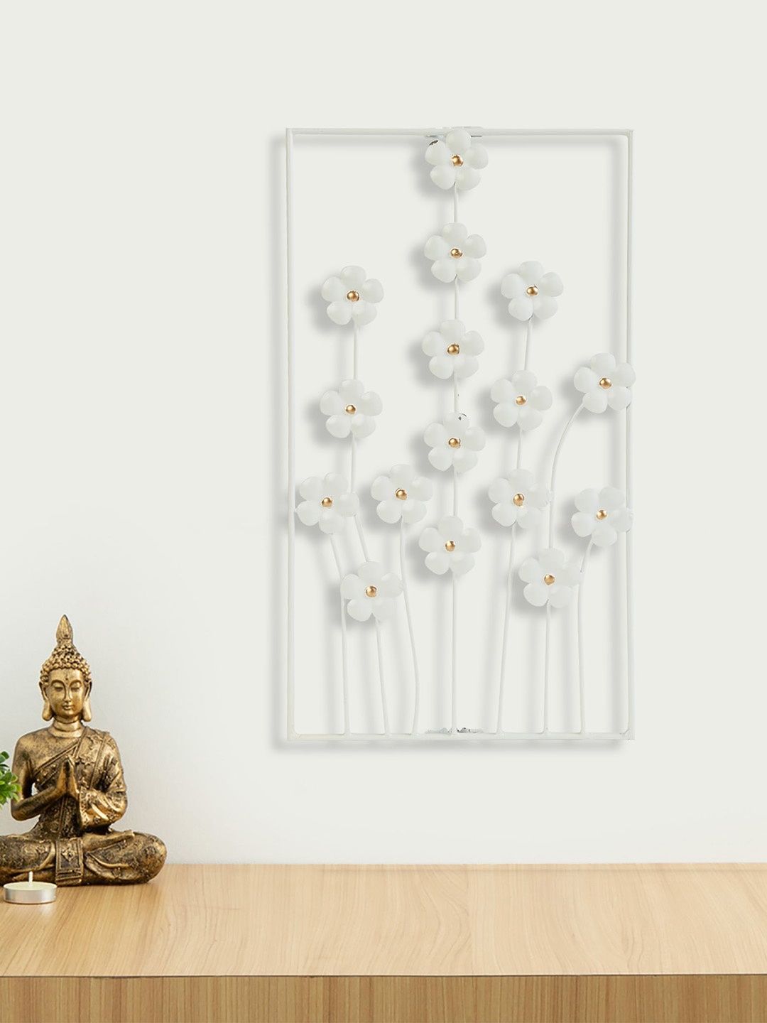 

Home Centre White Textured Floral Wall Decor