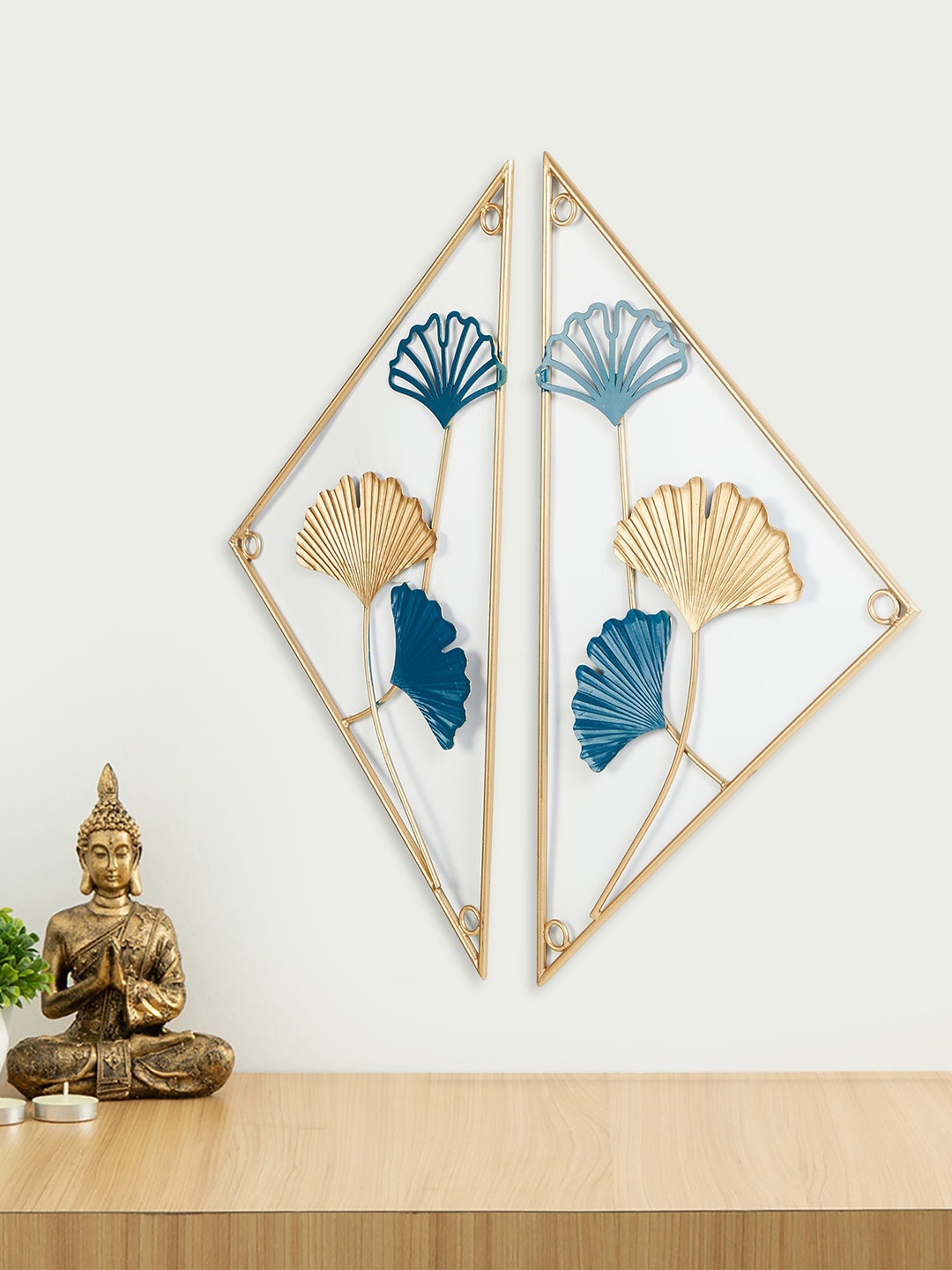 

Home Centre Iliano Beige & Blue Metal Abstract Wall Art