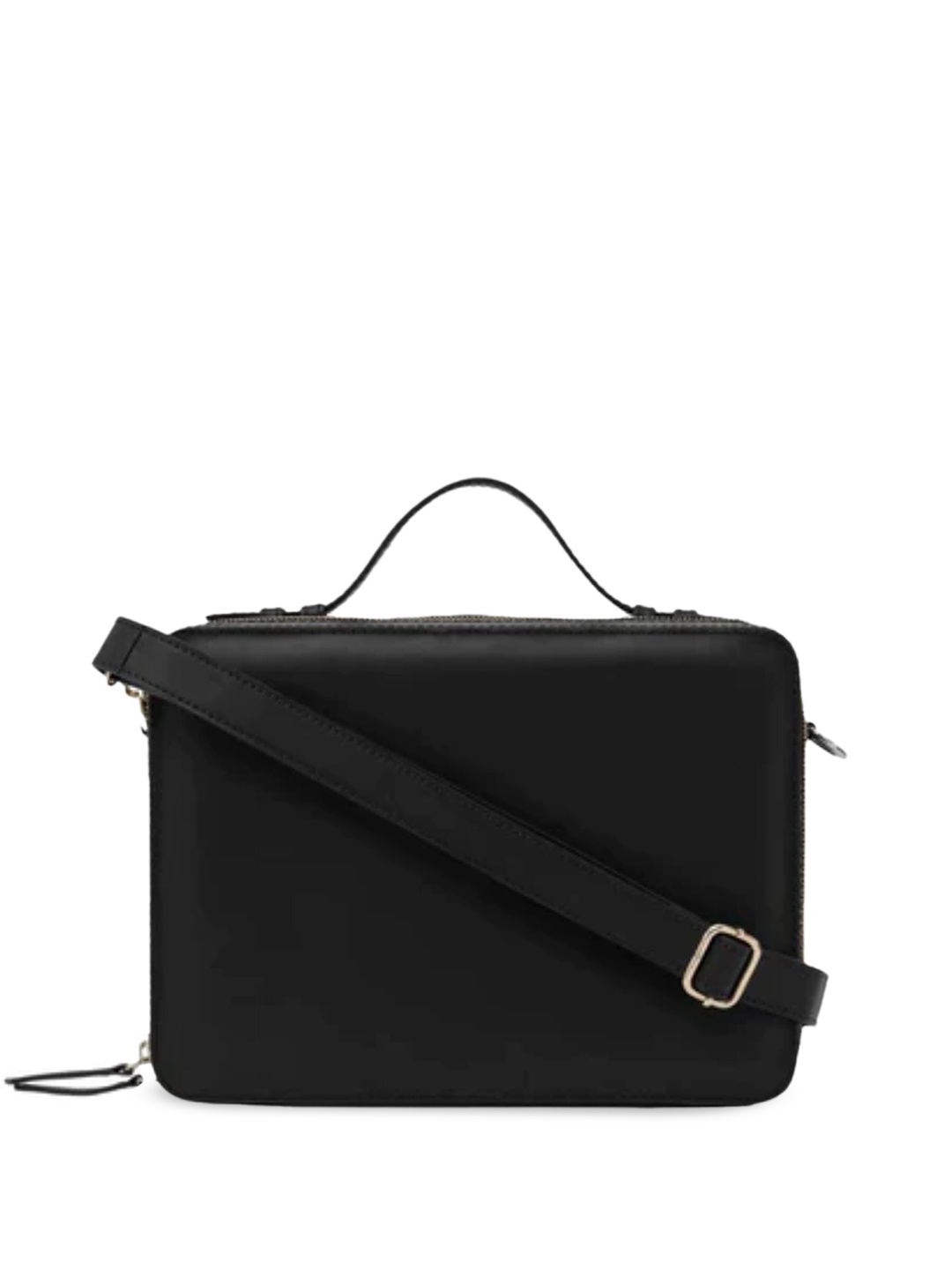 

Mistry Textured Leather Structured Satchel, Black