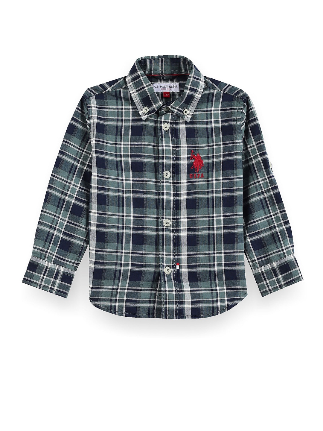 

U.S. Polo Assn. Kids Boys Tartan Checked Cotton Classic Opaque Casual Shirt, Green