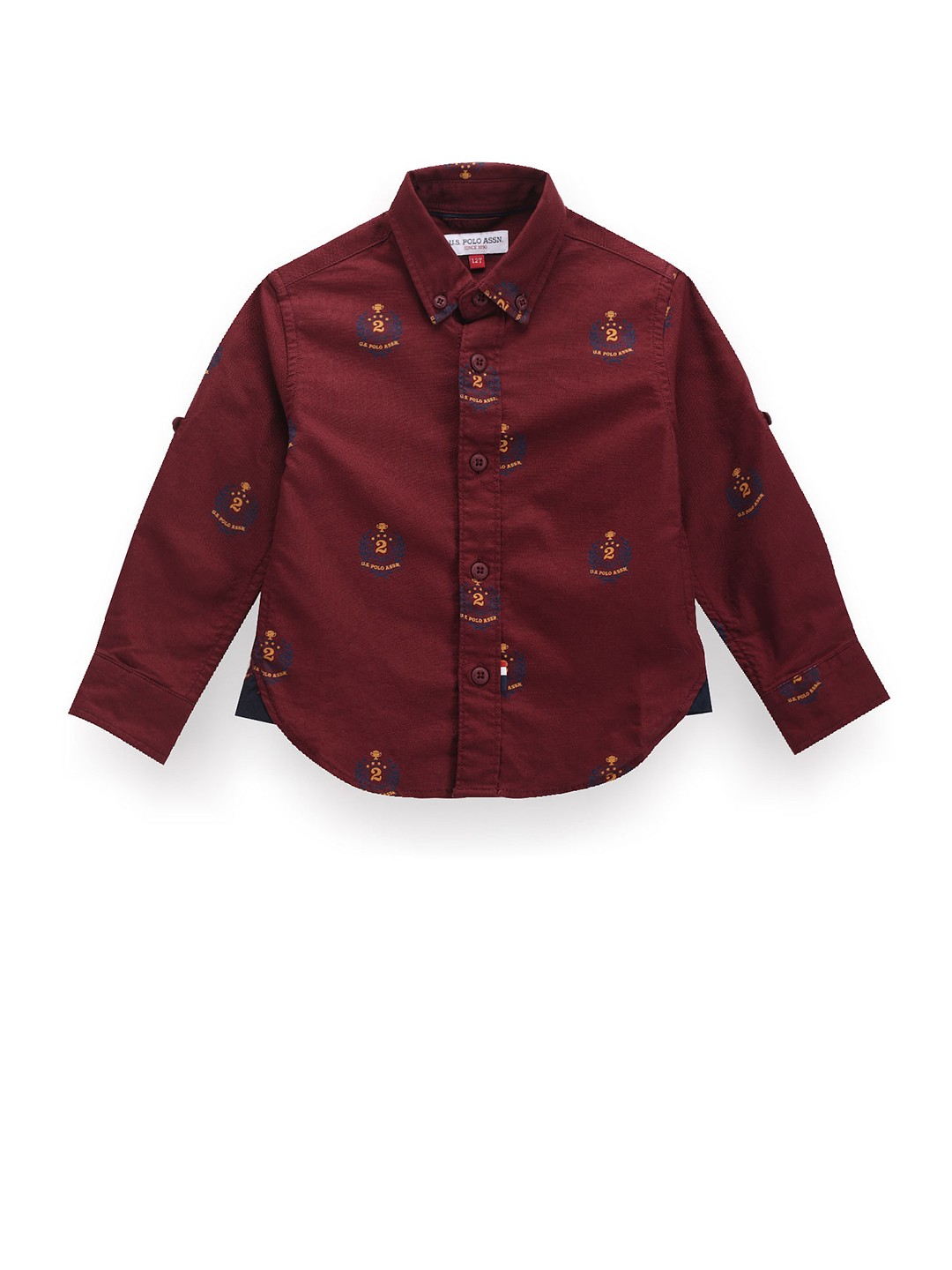 

U.S. Polo Assn. Kids Boys Classic Typography Printed Pure Cotton Casual Shirt, Red