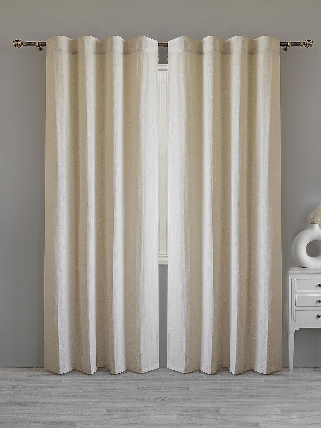 

LINENWALAS Happy Sleeping Beige Sheer Window Curtain