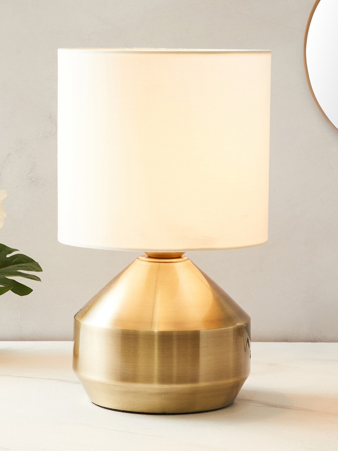 

Home Centre White Metal Table Lamp, Gold