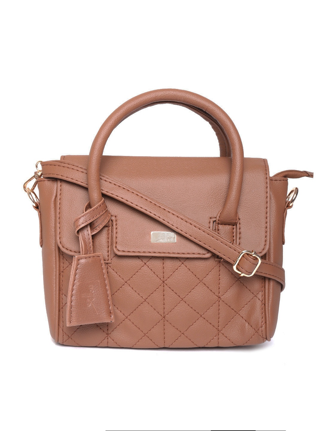 

yelloe Tan Brown Quilted Satchel