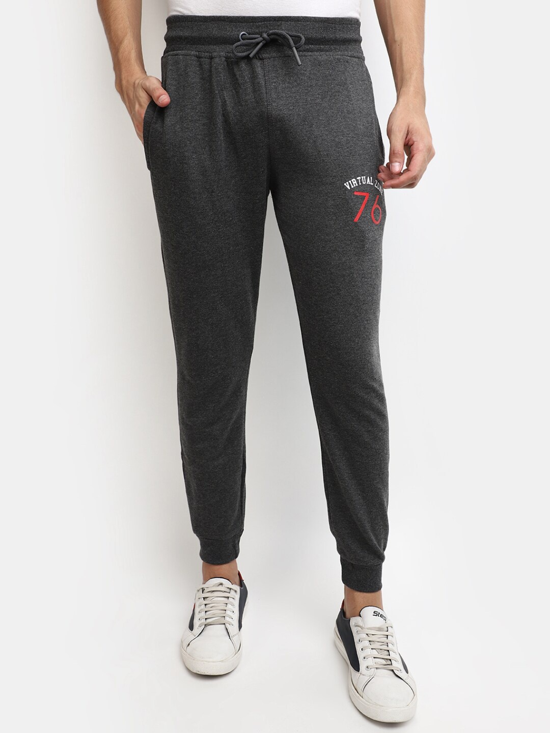 

V-Mart Men Regular Fit Mid-Rise Joggers, Grey