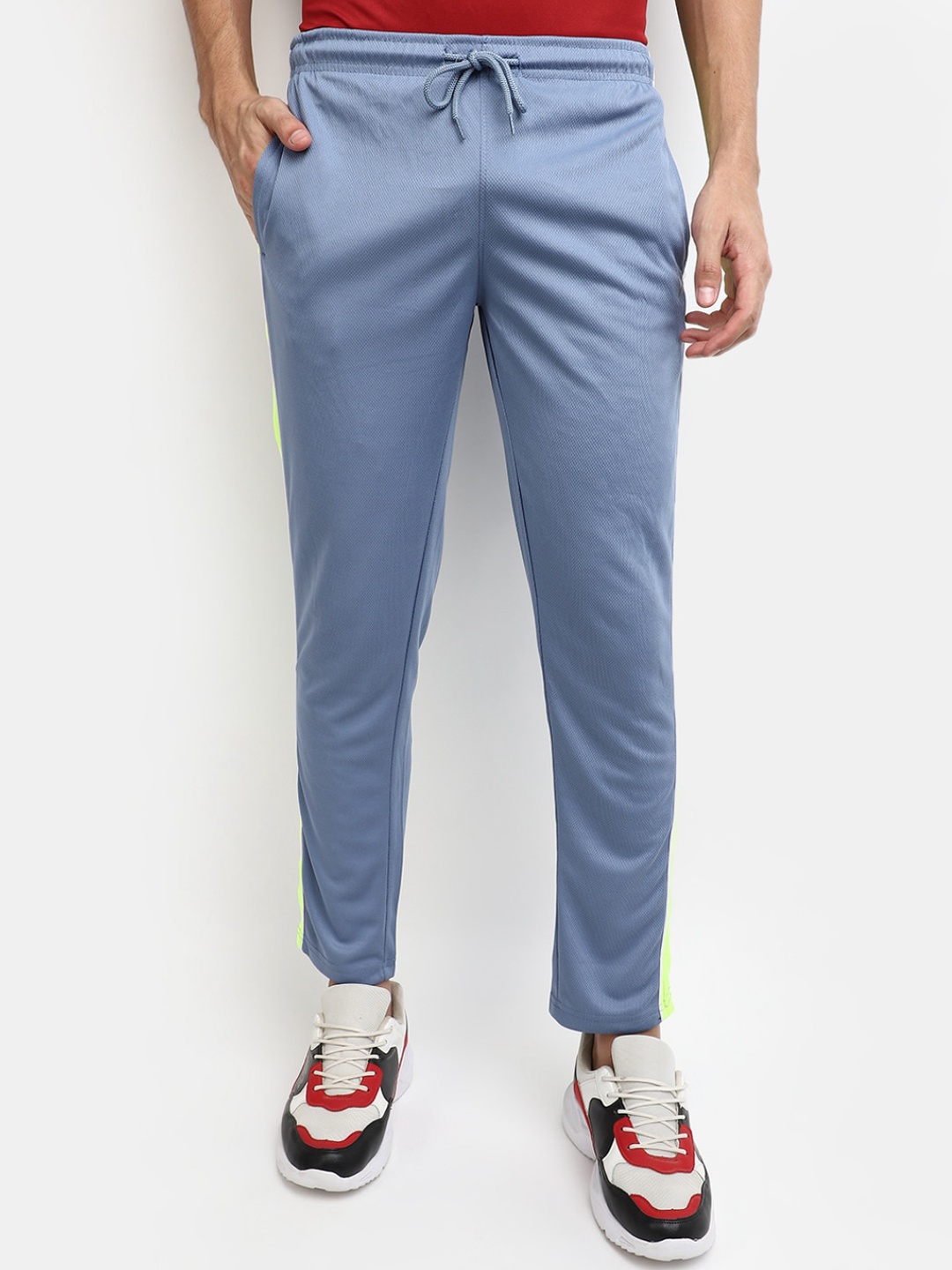 V-Mart Men Colorblocked Track Pants, Blue