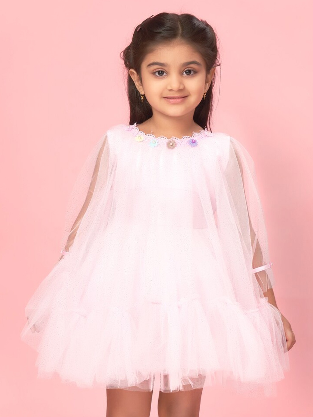 

BAESD Girls Net Fit and Flare Dress, Pink