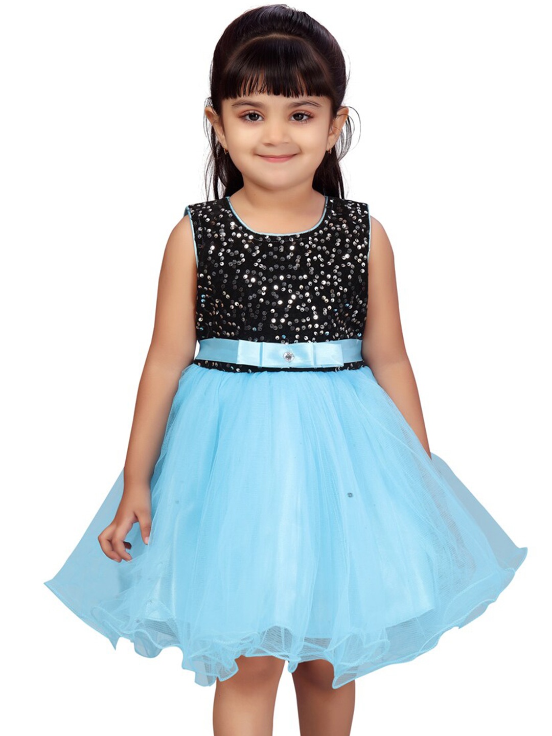 

BAESD Embellished Net Fit & Flare Dress, Turquoise blue