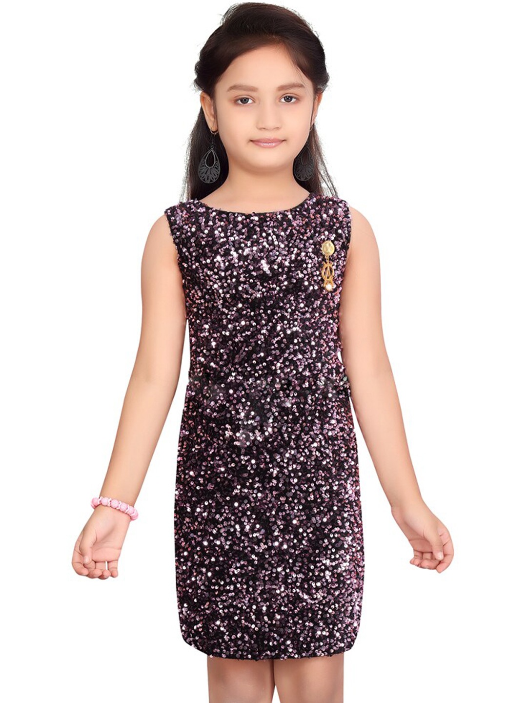 

BAESD Girls Embellished Round Neck Sleeveless Bodycorn Dress, Pink