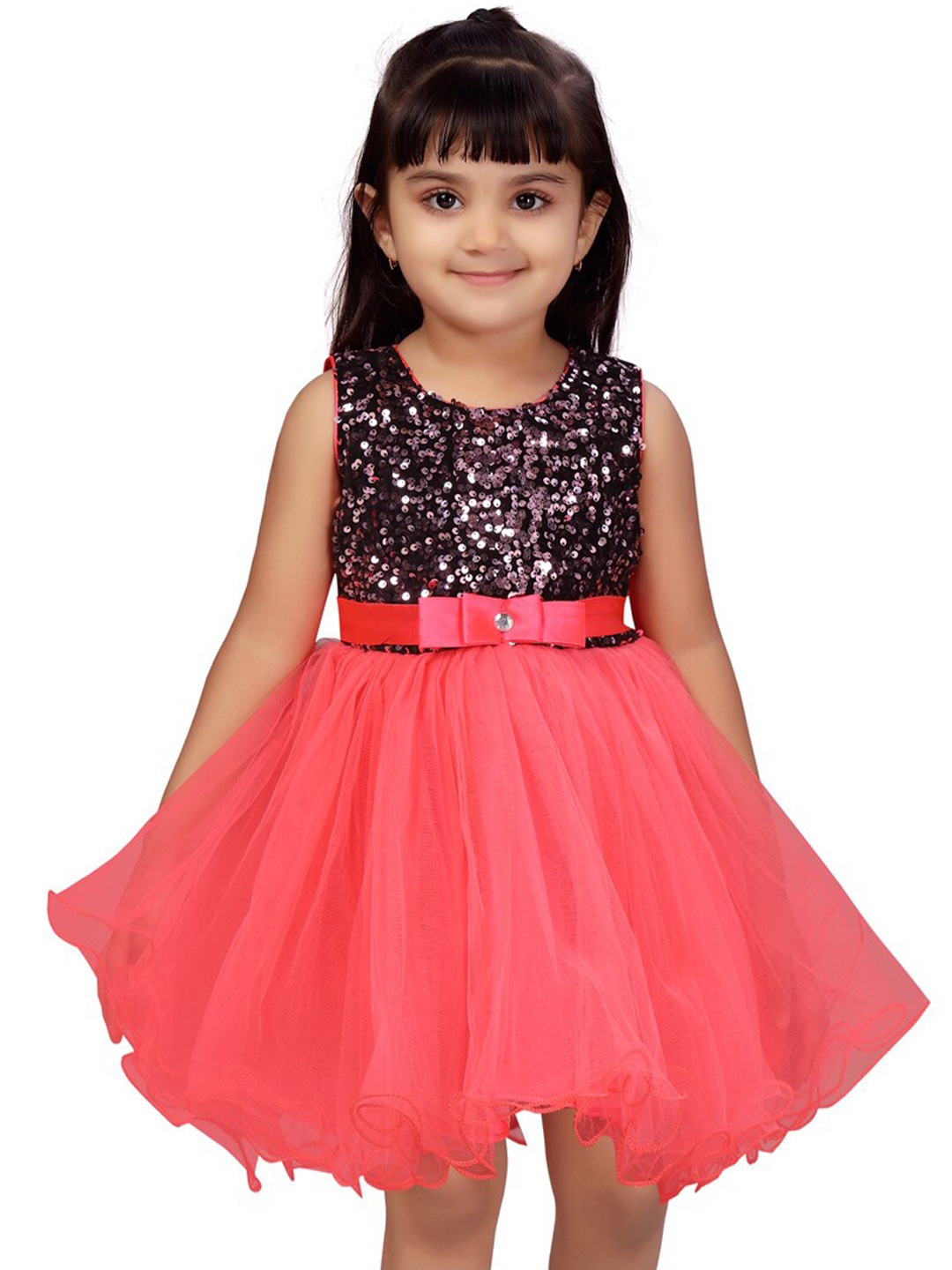 

BAESD Girls Sequinned Sleeveless Fit & Flare Dress, Pink