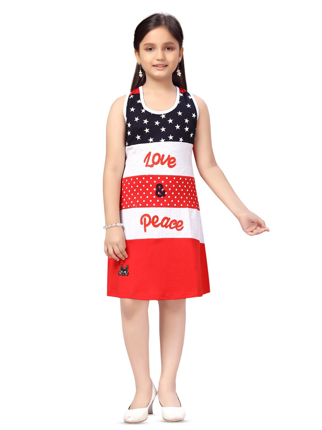 

BAESD Girls Print A-Line Dress, Red