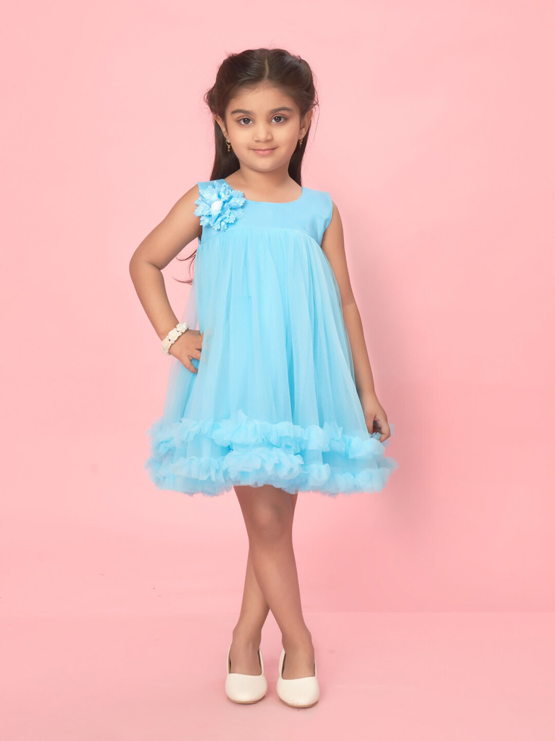 

BAESD Girls Net A-Line Dress, Turquoise blue