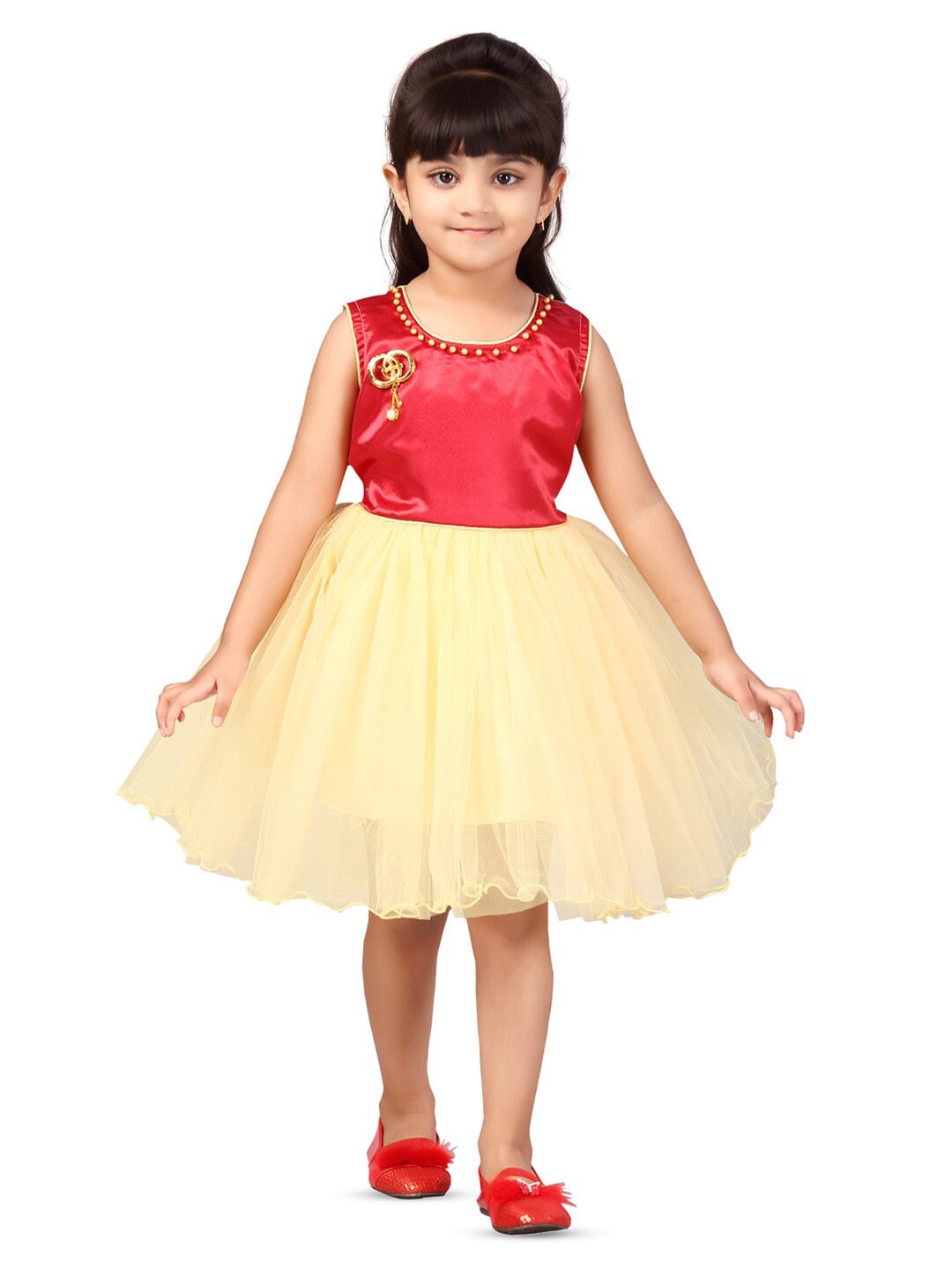 

BAESD Girls Net Fit And Flare Dress, Red