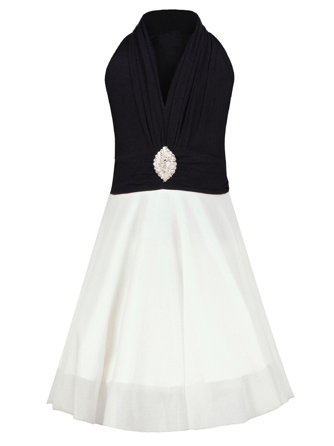 

BAESD Girls Halter Neck Pleated A-Line Dress, Black