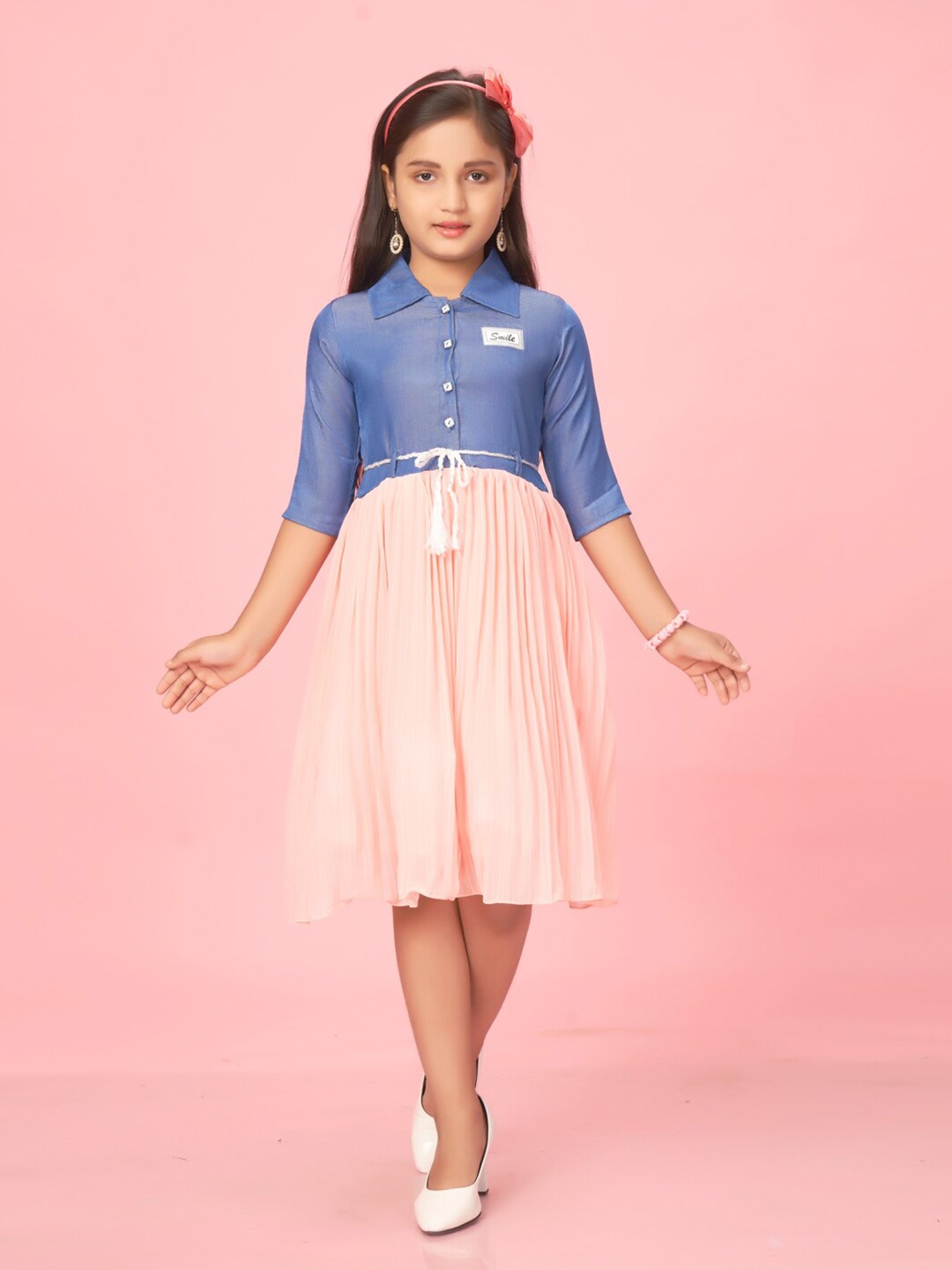 

BAESD Shirt Collar Fit & Flare Dress, Peach