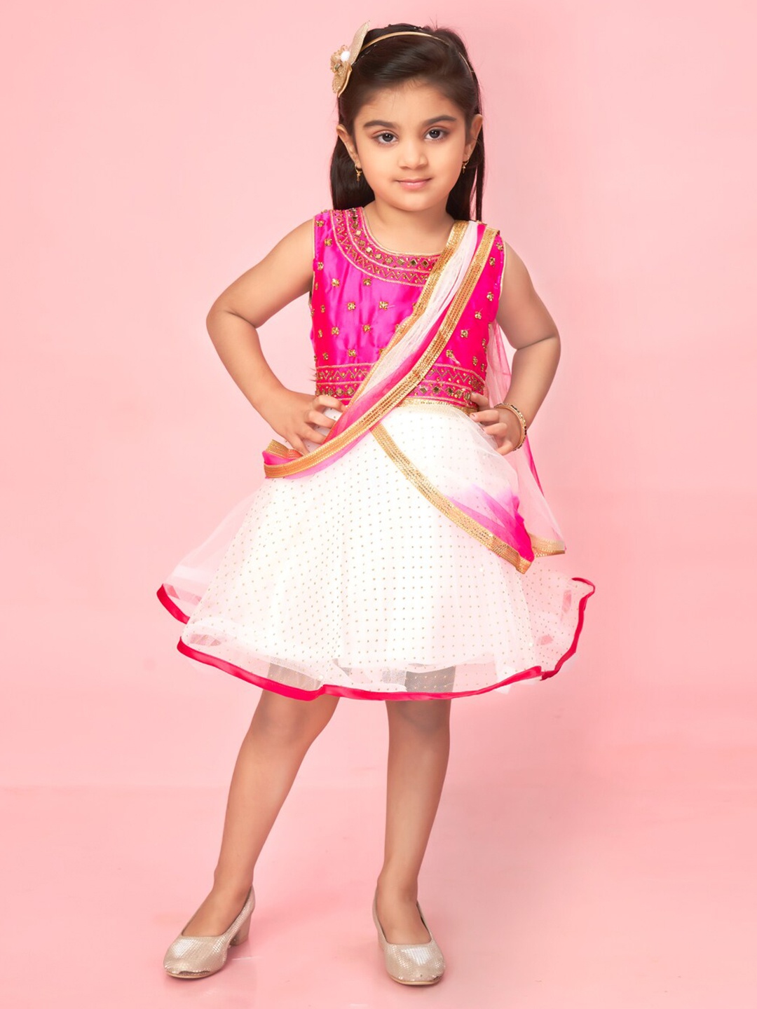 

BAESD Embroidered Net Fit & Flare Dress, Pink