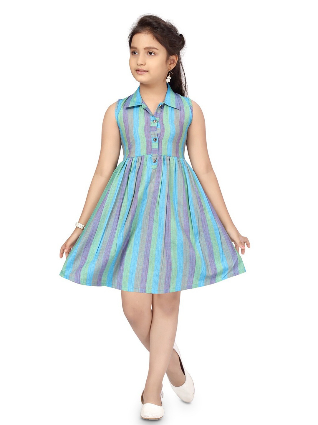 

BAESD Girls Striped Sleeveless Fit & Flare Dress, Blue