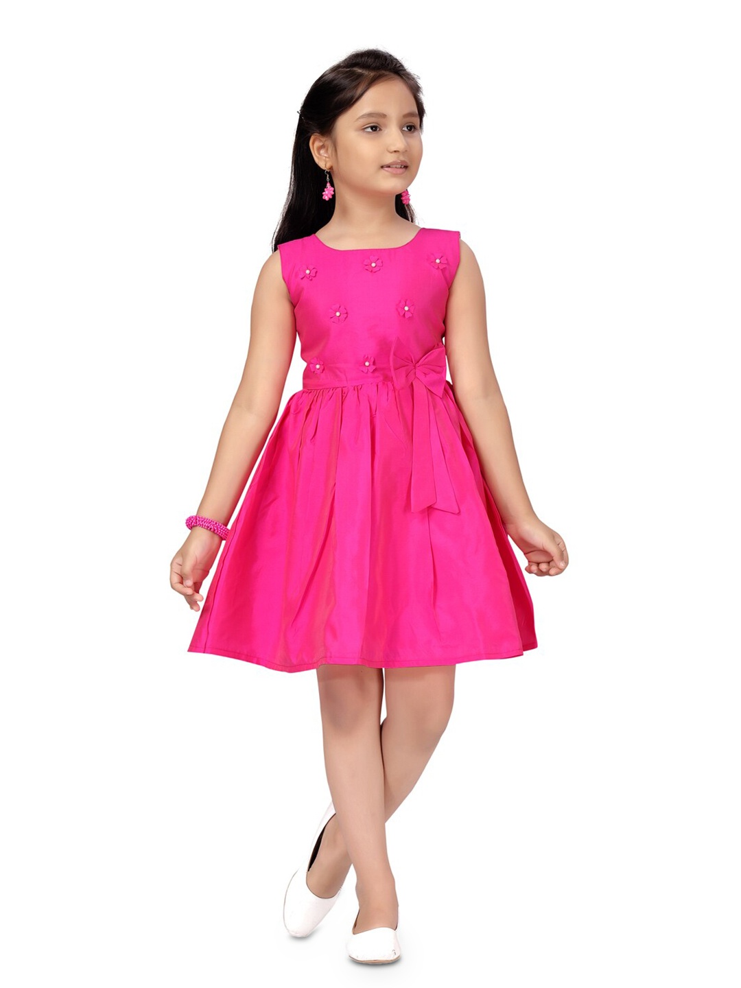 

BAESD Girls Sleeveless Silk Fit & Flare Dress, Pink