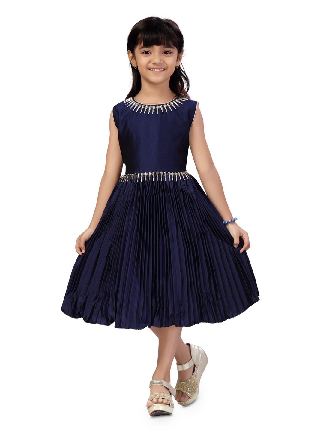 

BAESD Girls Sleeveless Fit & Flare Dress, Navy blue