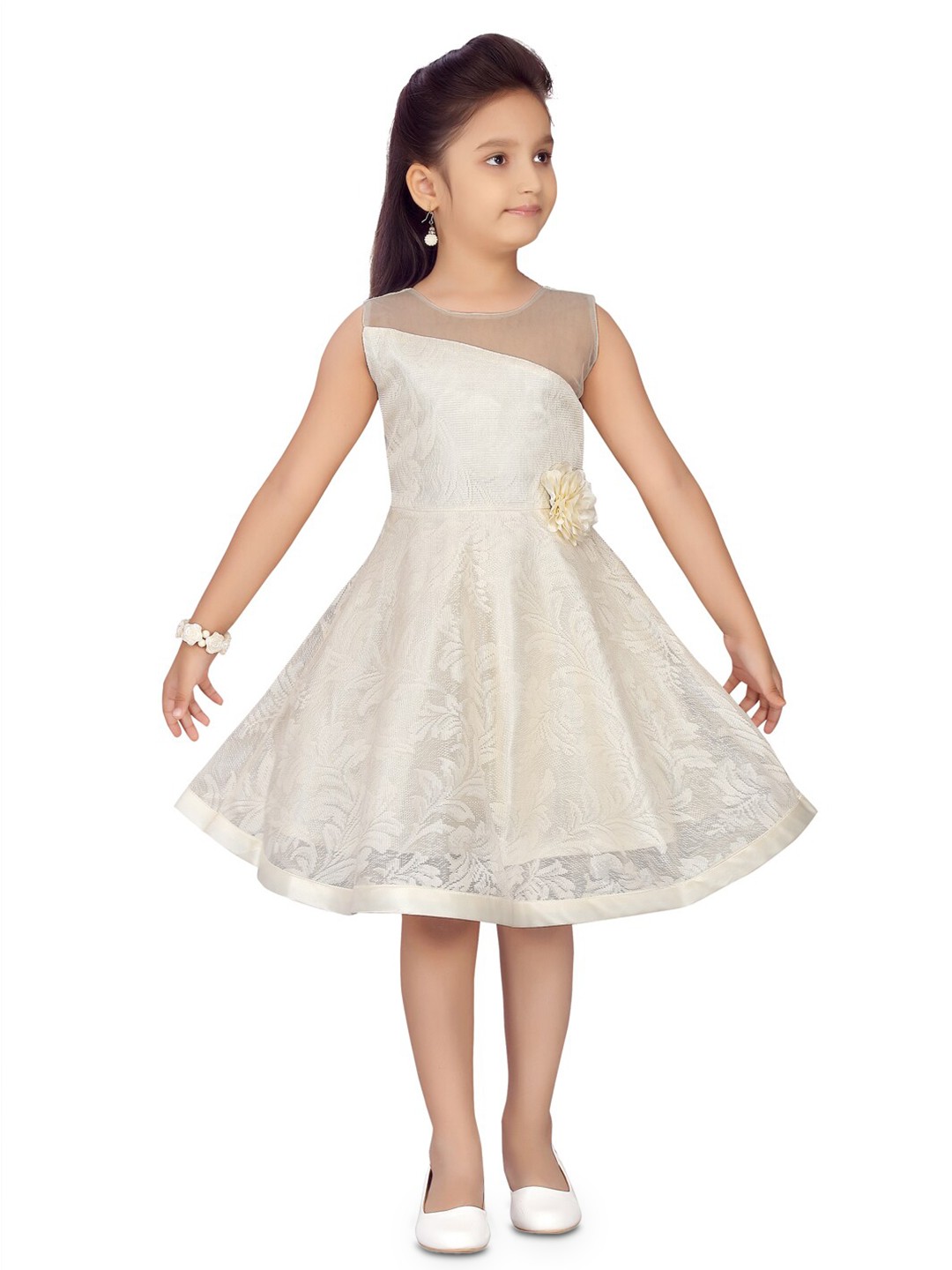 

BAESD Net Fit & Flare Dress, Cream