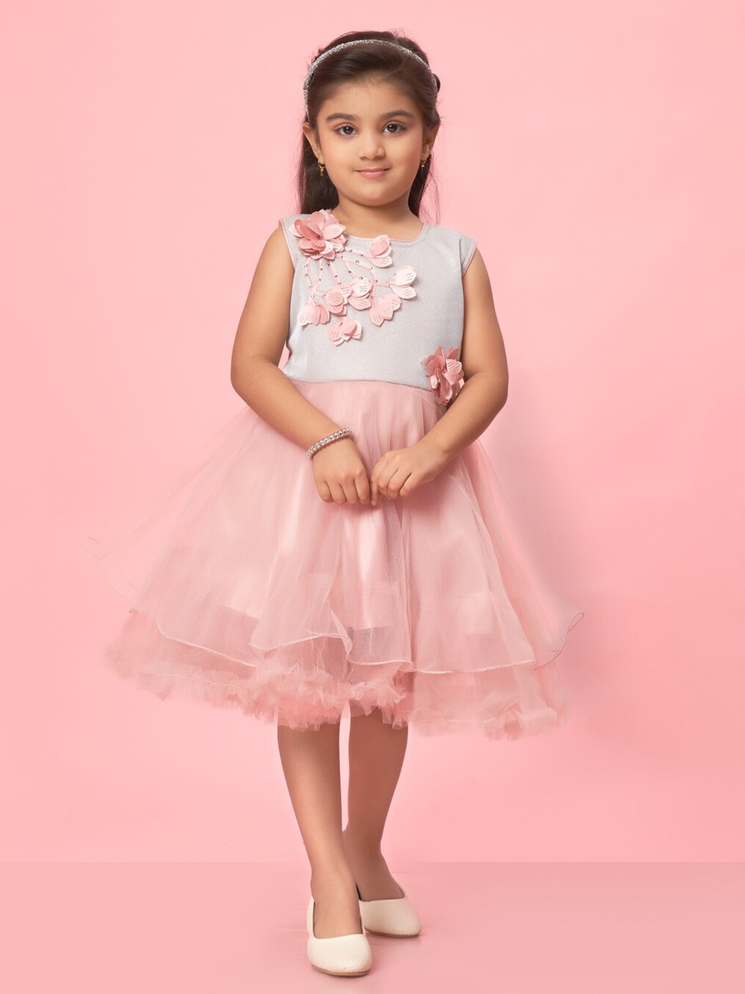 

BAESD Girls Net Fit & Flare Party Dress, Pink