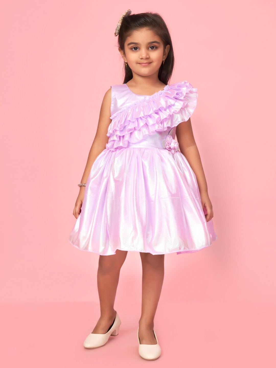 

BAESD Girls Ruffled Silk Fit & Flare Party Dress, Purple