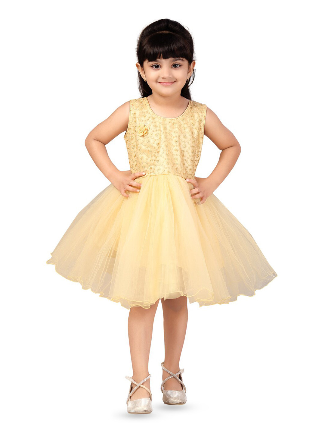 

BAESD Girls Embroidered Fit & Flare Dress, Beige