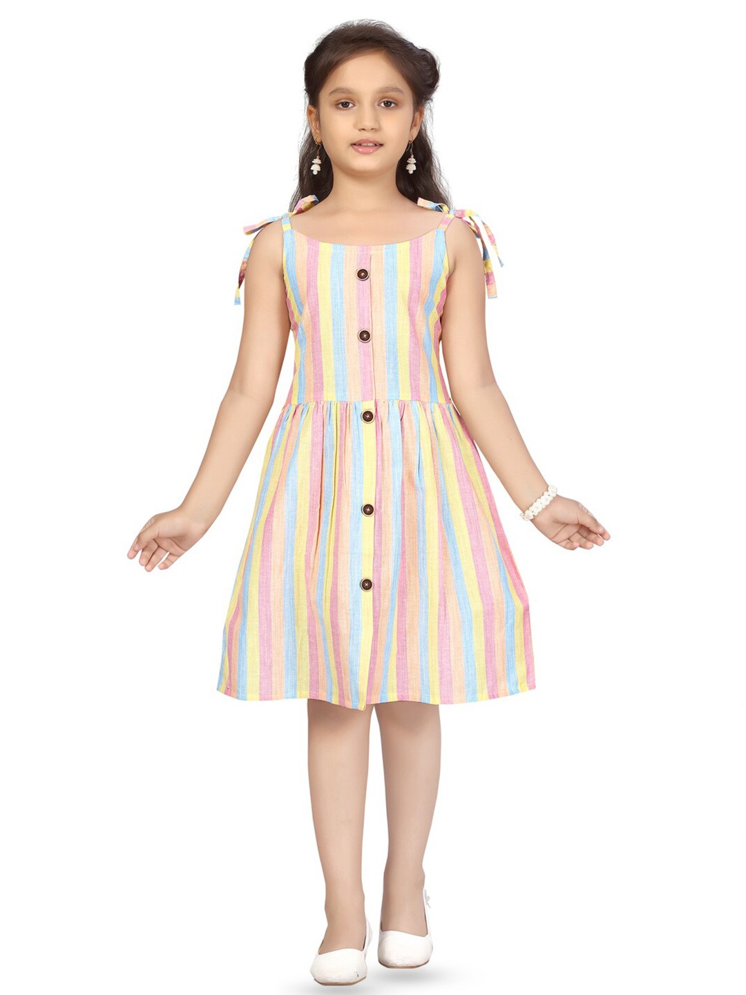 

BAESD Girls Striped Fit & Flare Dress, Pink