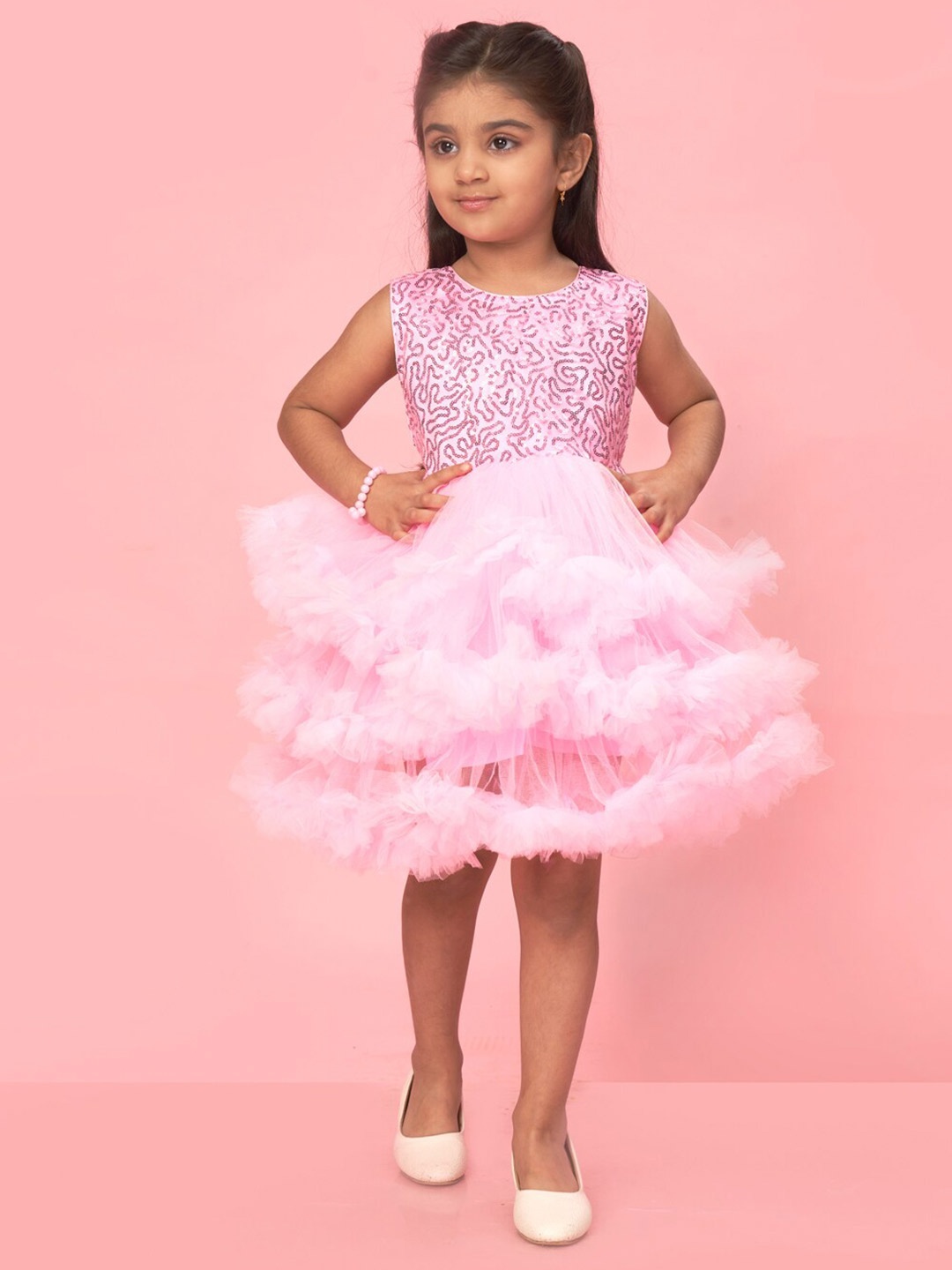 

BAESD Girls Embellished Sleeveless Fit and Flare Dress, Pink