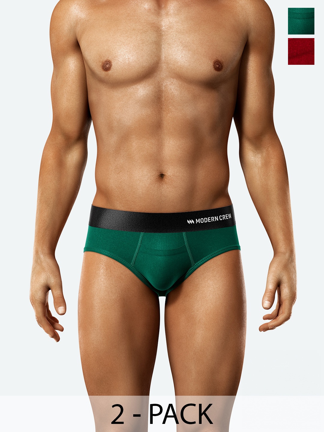 

MODERN CREW Men Pack of 2 Premium Micro Modal Briefs MC2-B-002-CL-EG-BC, Green