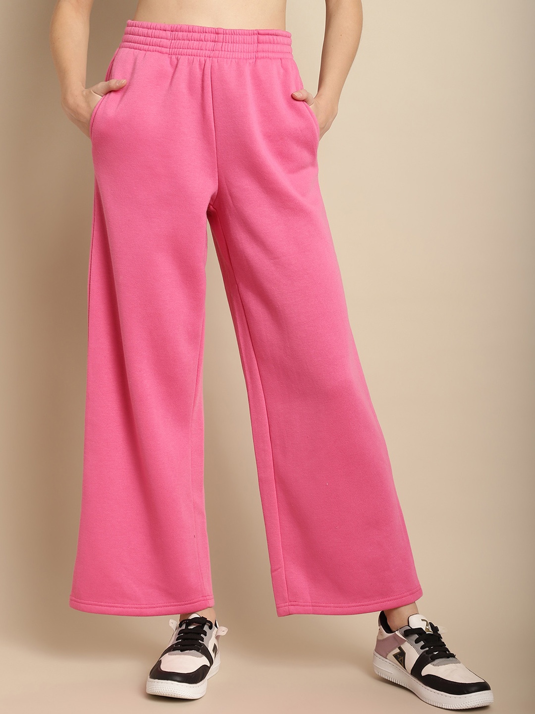 

NoBarr Women Mid-Rise Parallel Trousers, Pink